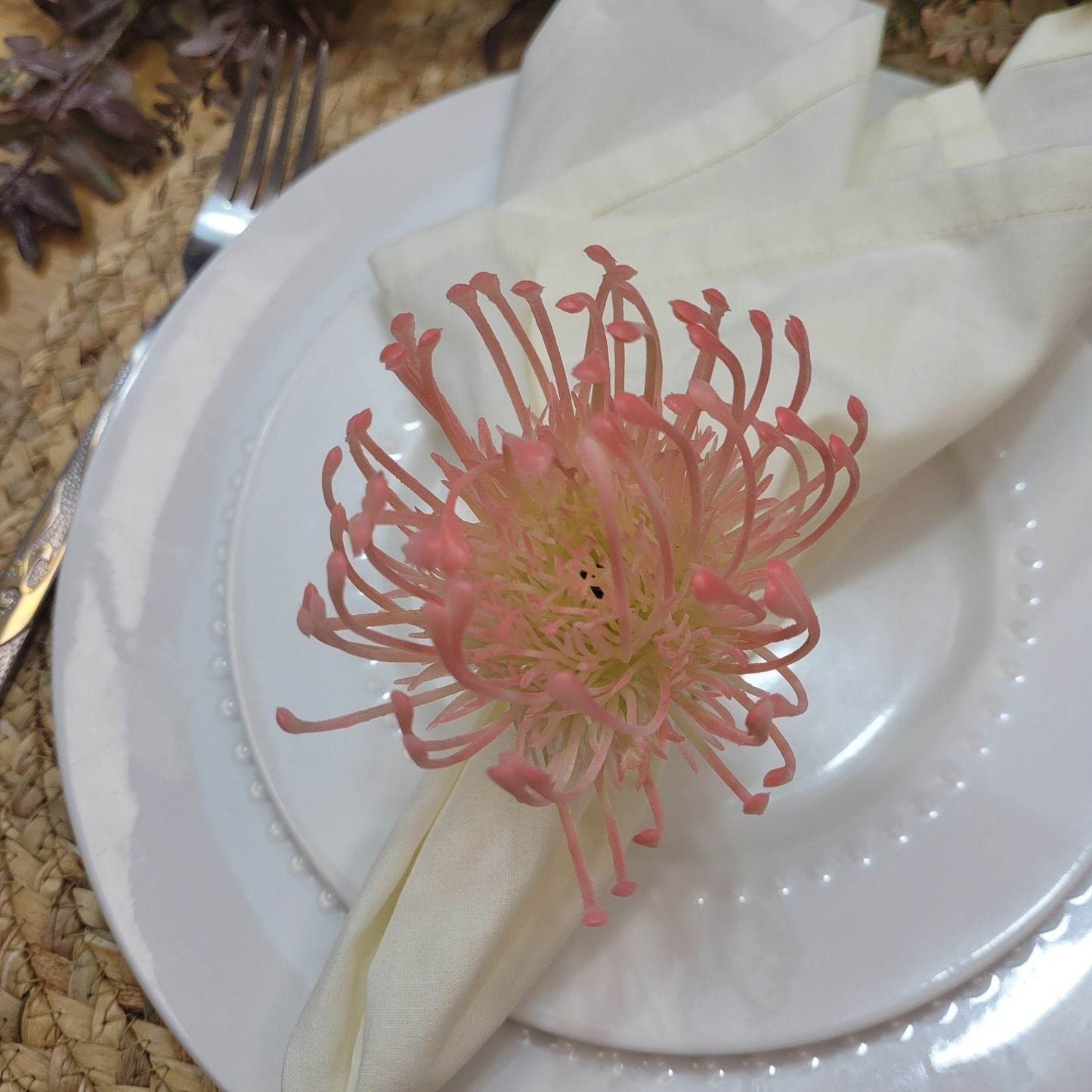 Set of 4 Rose Rustic Savanna Flower Napkin Rings - Loft&Timber