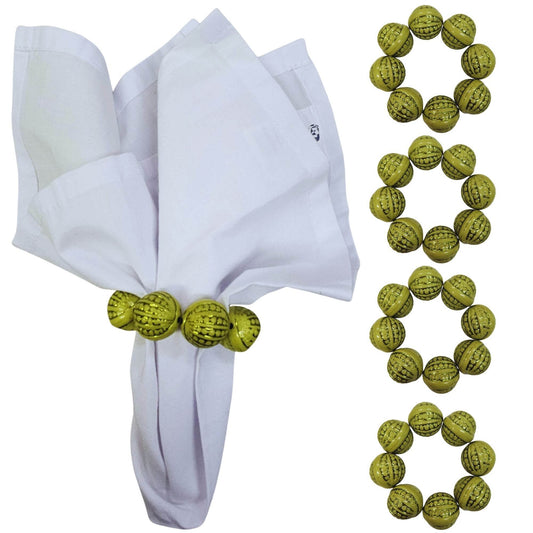 Maison Charlô | Set 4 Lemon Shine Beaded Napkin Rings | Rustic Napkin Ring | Handmade - Loft&Timber