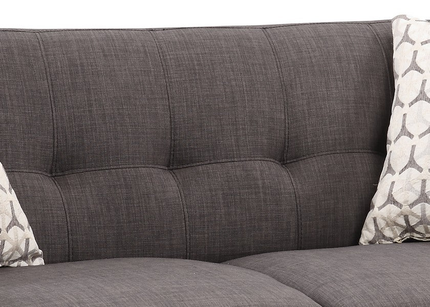 61" Charcoal And Black Loveseat and Toss Pillows - Loft&Timber