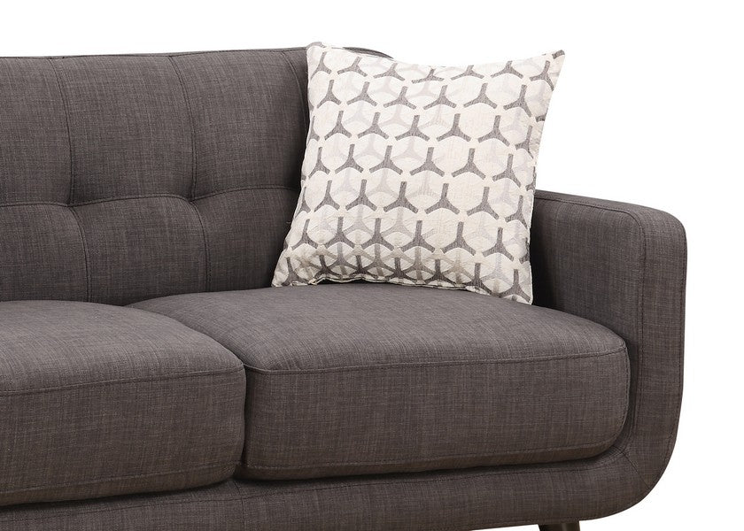 61" Charcoal And Black Loveseat and Toss Pillows - Loft&Timber