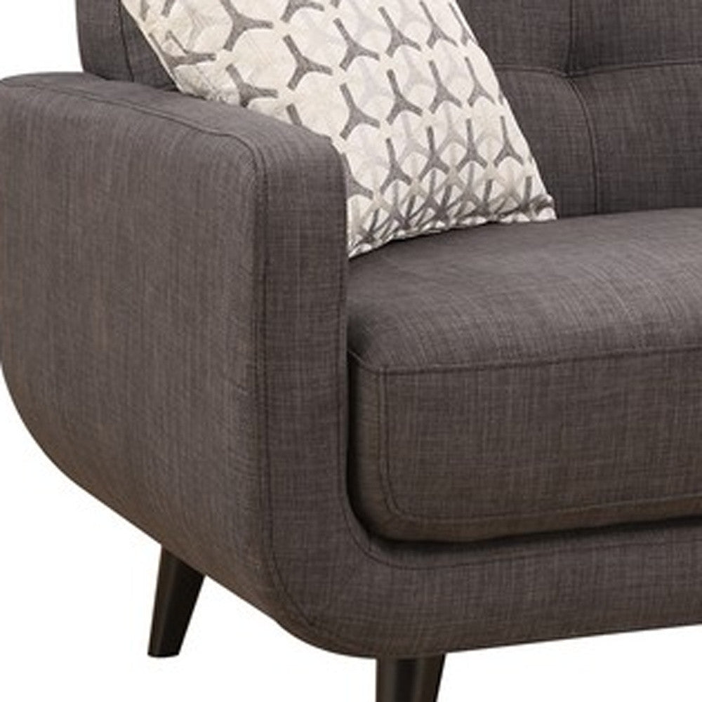61" Charcoal And Black Loveseat and Toss Pillows - Loft&Timber