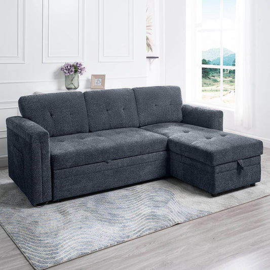 Gray Microfiber L-Shape Sleeper Sofa - Loft&Timber