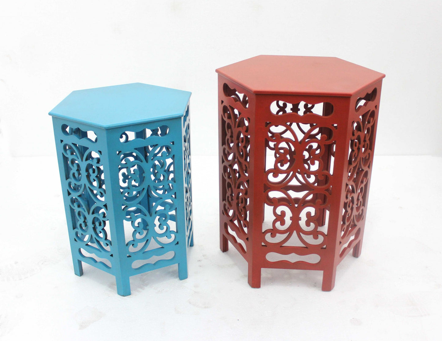 16" Red Wood End Tables - Loft&Timber