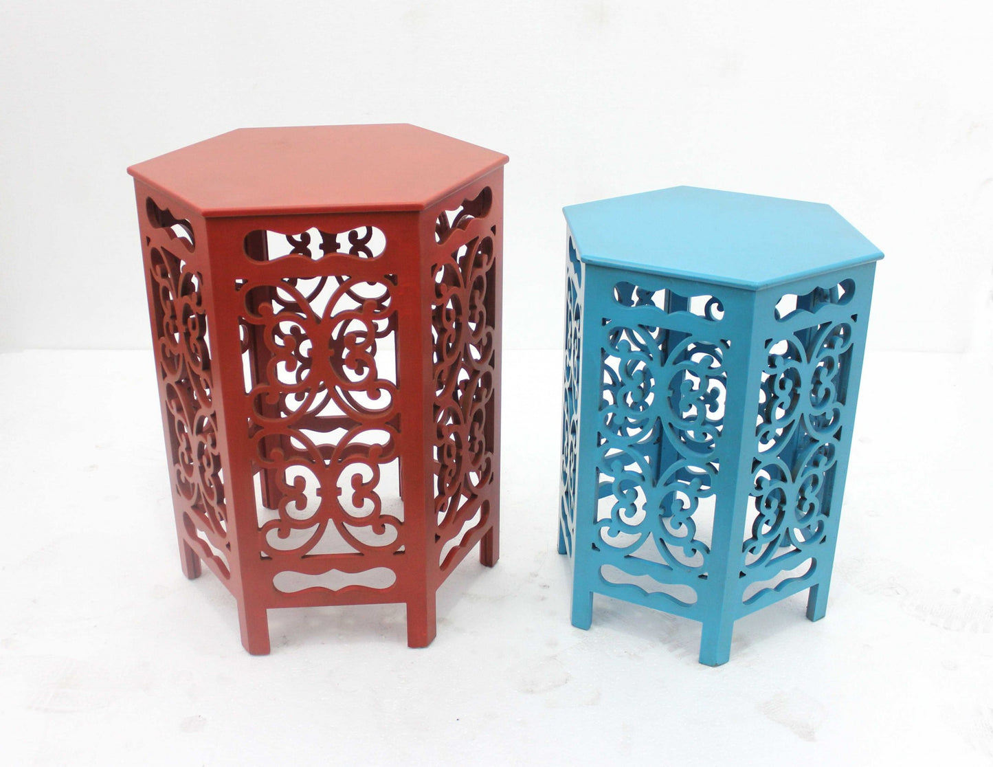 16" Red Wood End Tables - Loft&Timber