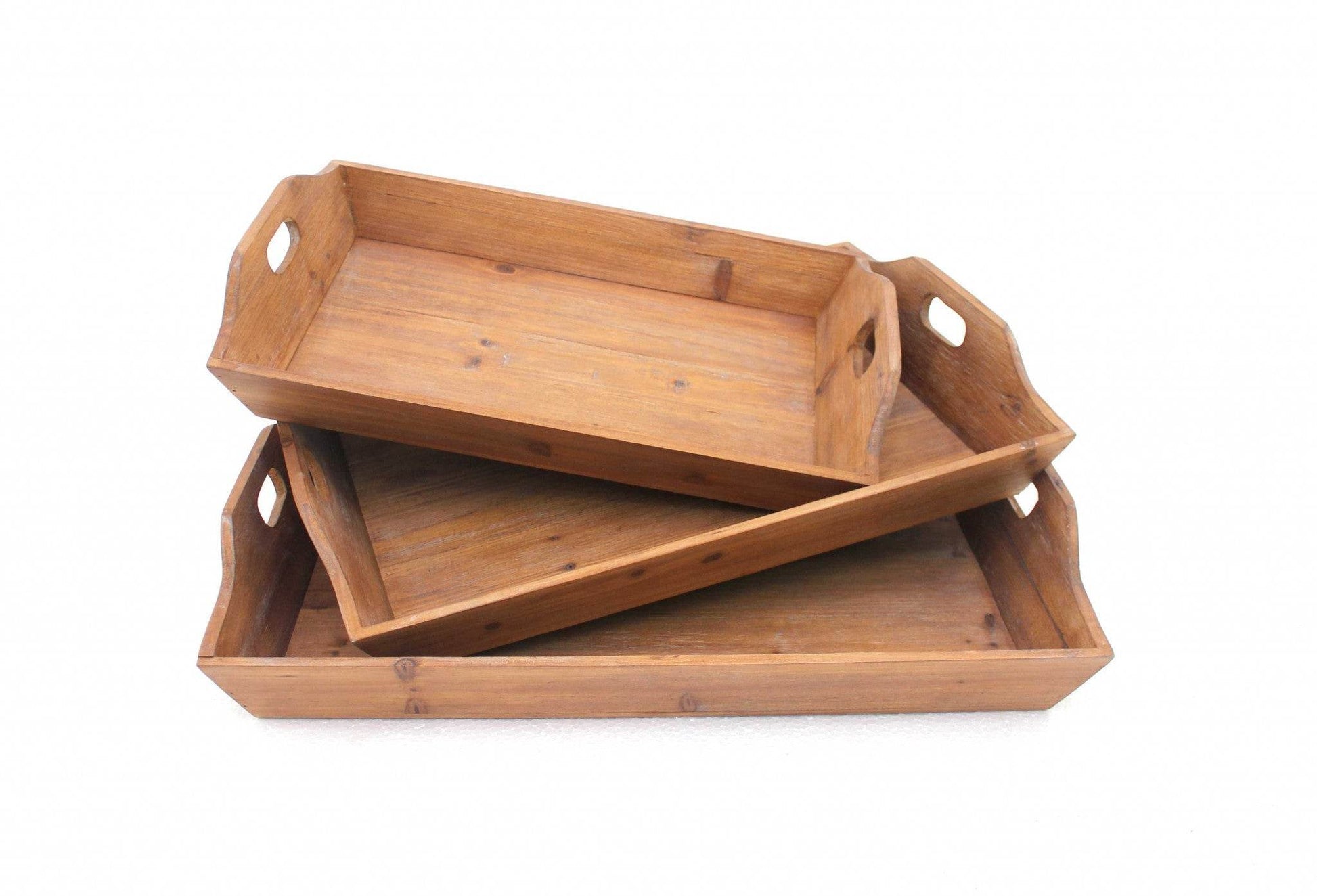 Set of Three Brown Wood Serving Tray - Loft&Timber