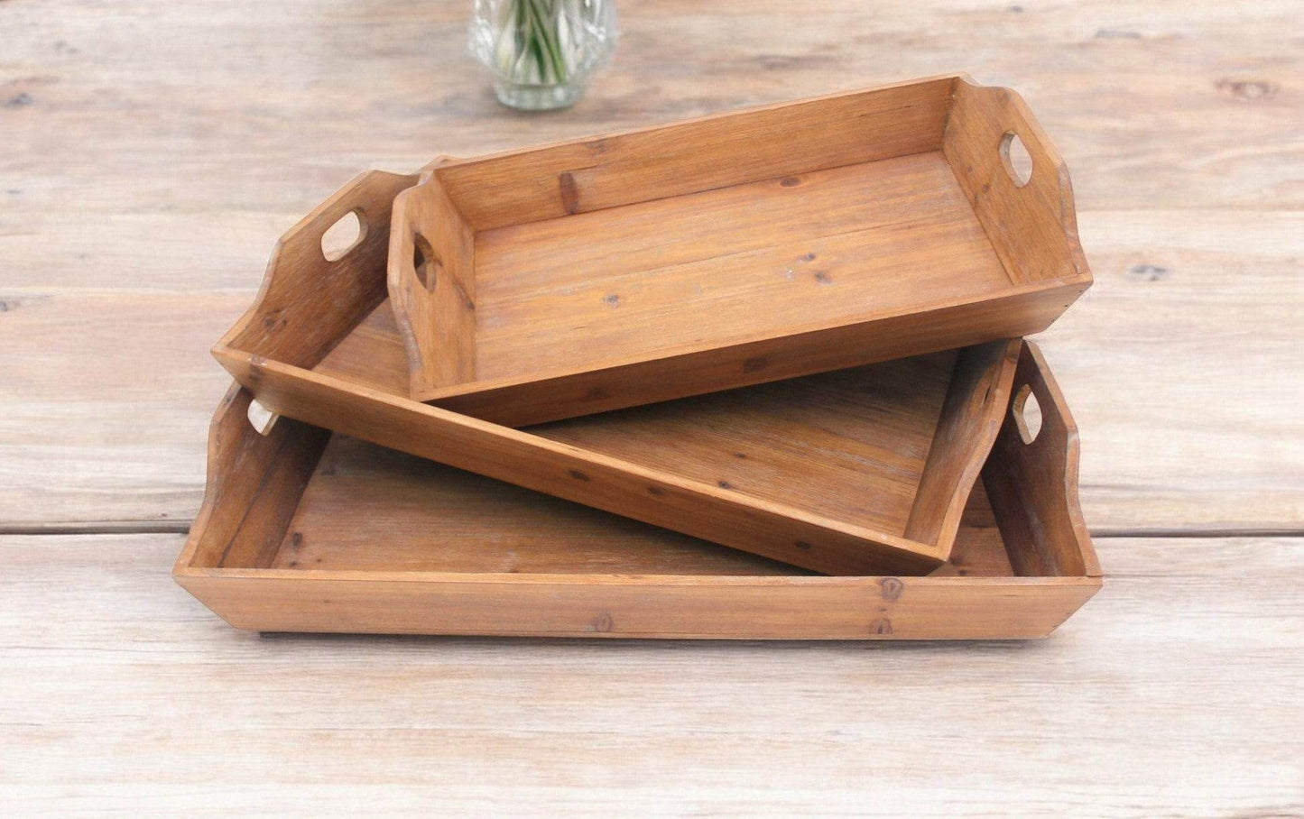 Set of Three Brown Wood Serving Tray - Loft&Timber
