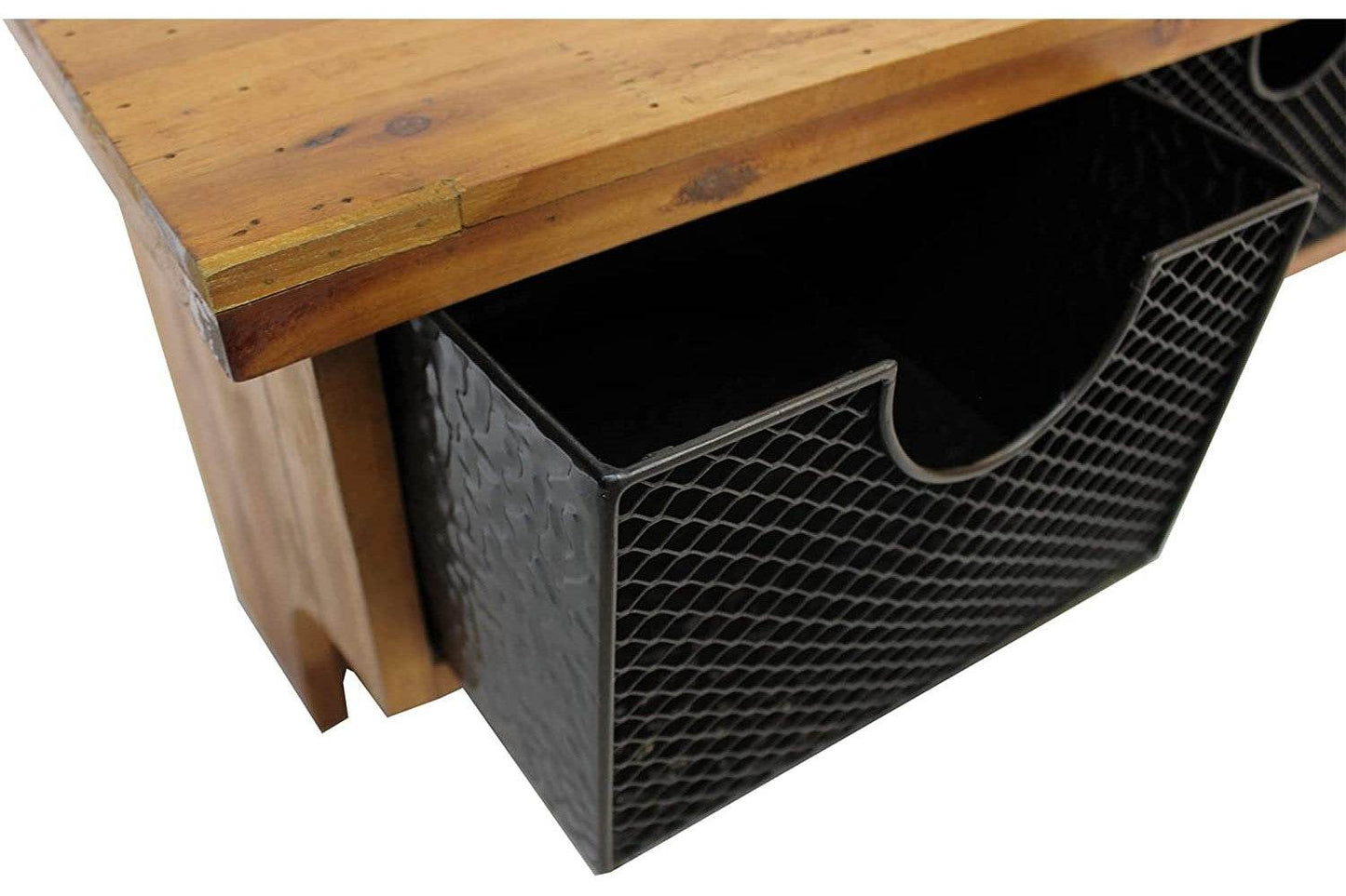 Brown Rustic Wooden Wall Shelf With 3 Drawers And Hooks - Loft&Timber