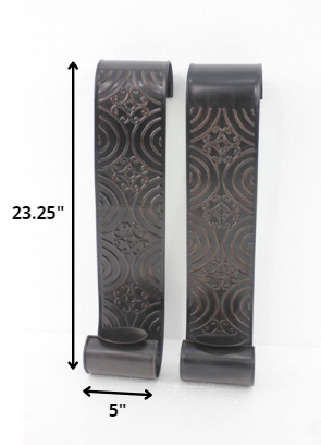 5" X 5" X 23.25" Brown, Vintage, Metal - Wall Candle Holder Sconce Set - Loft&Timber