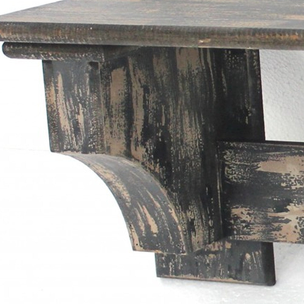 30" Black Distressed Wood Four Hook Wall Mounted Hanging Coat Rack-5