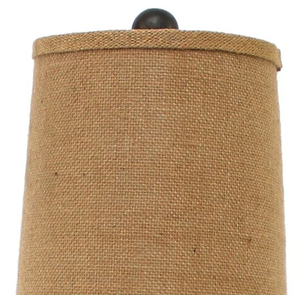 29" Bronze Bedside Lamp With Brown Shade - Loft&Timber