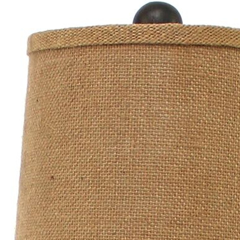 29" Bronze Bedside Lamp With Brown Shade - Loft&Timber
