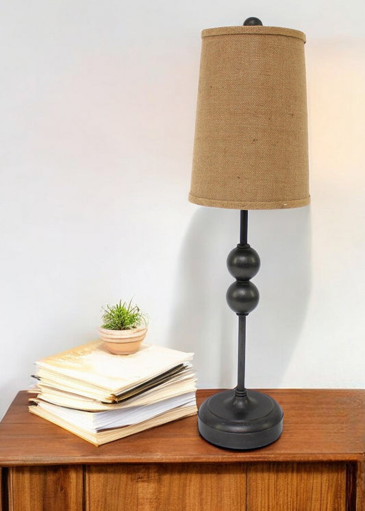 29" Bronze Bedside Lamp With Brown Shade - Loft&Timber