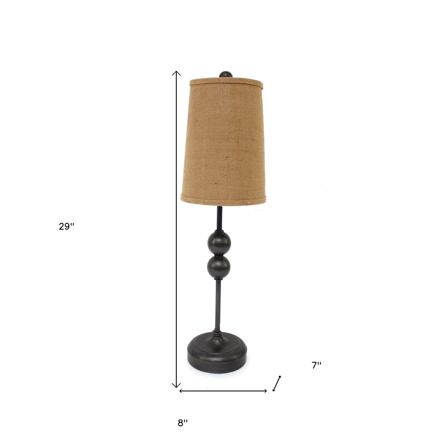29" Bronze Bedside Lamp With Brown Shade - Loft&Timber