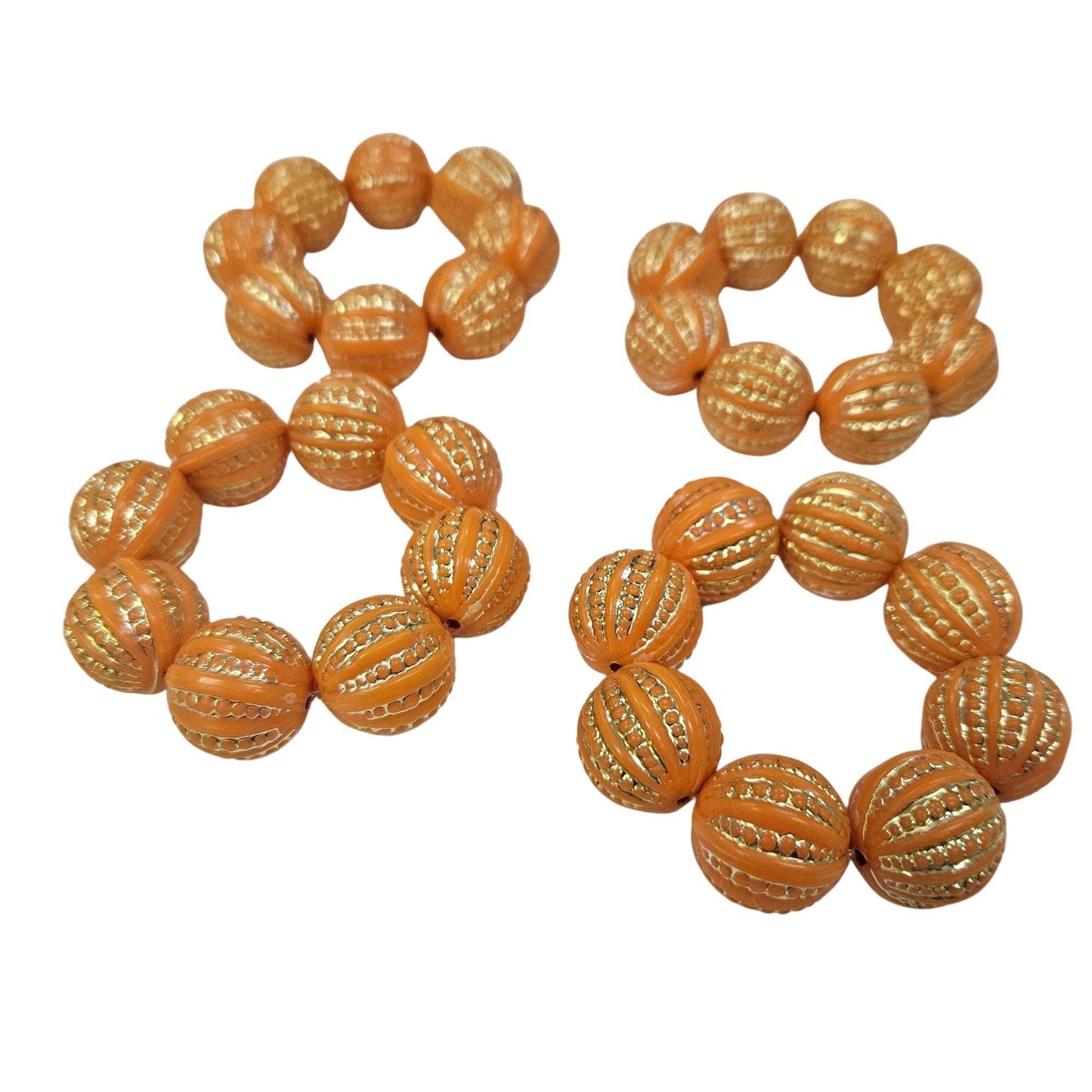 Maison Charlô | Set 4 Orange Shine Beaded Napkin Rings | Rustic Napkin Ring | Handmade - Loft&Timber