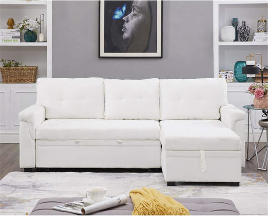 L-Shape Velvet Sleeper Sofa with Storage-0