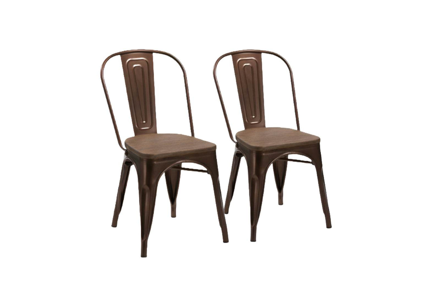 Set of Four Brown Upholstered Slat Back Dining Side Chairs - Loft&Timber