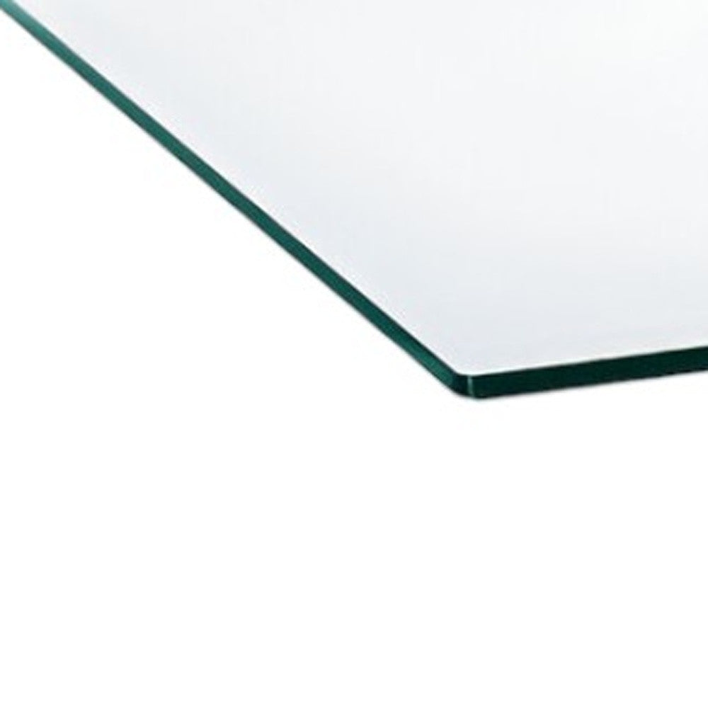 47" Clear and Silver Glass And Steel Cross Legs Coffee Table - Loft&Timber