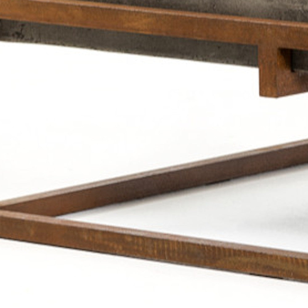 42" Dark Gray and Rust Concrete And Iron Square Abstract Coffee Table - Loft&Timber