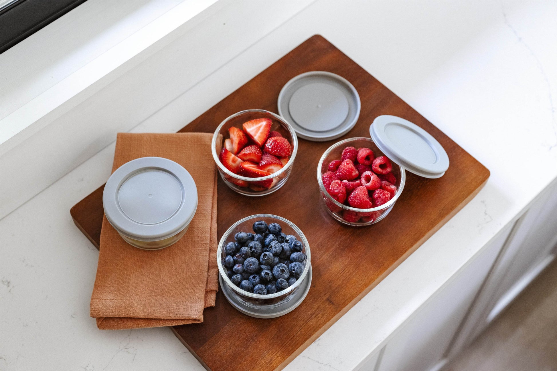 Glass Food Storage Containers - 8 Piece 1 Cup Set (4 Containers + 4 Lids) - Loft&Timber