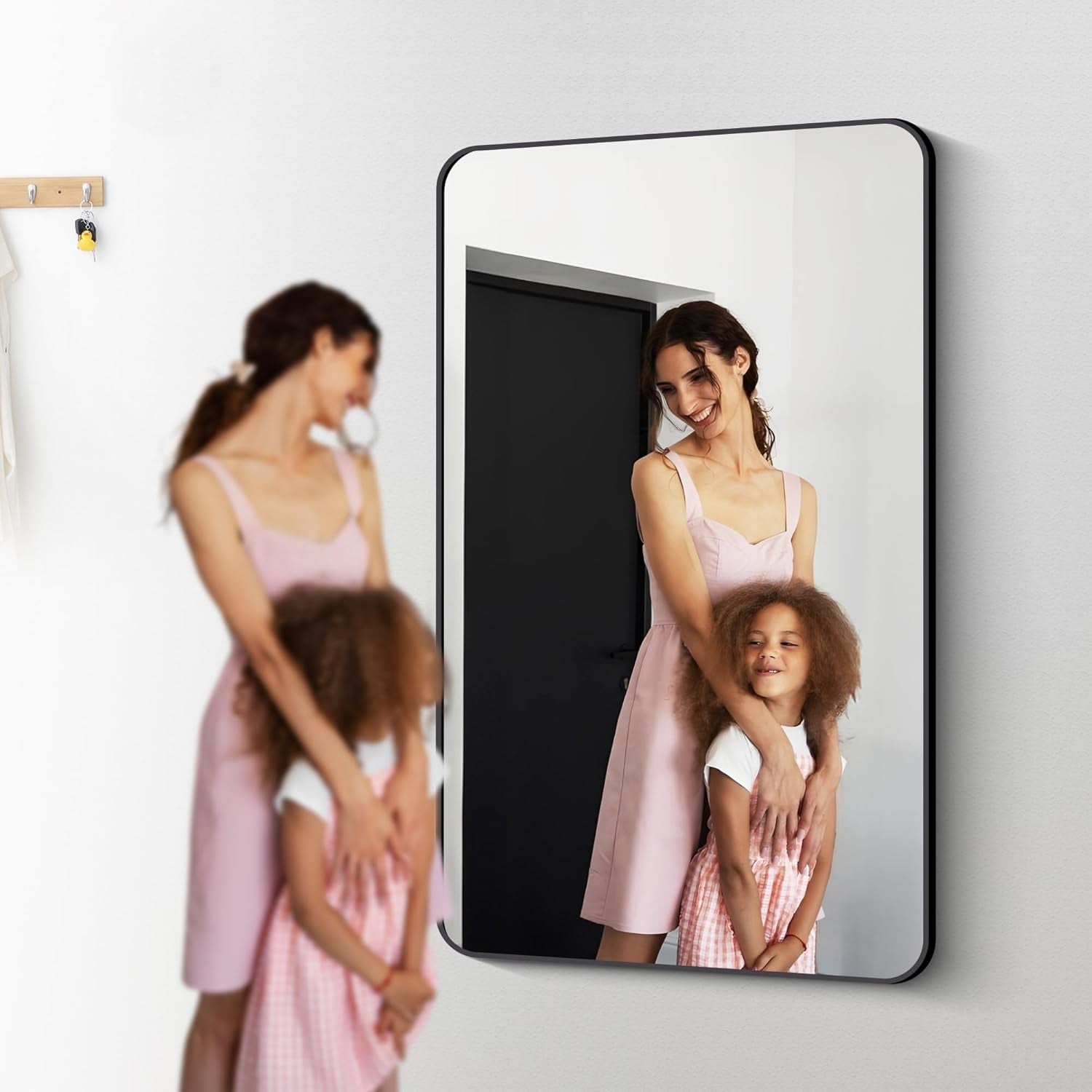 60" X 36"Bathroom Mirror, Matte Black Wall Mirror with Metal Frame, Decorative Rectangular Vanity Mirror for Bedroom Bathroom Living Room Entryway (Horizontal/Vertical)-3