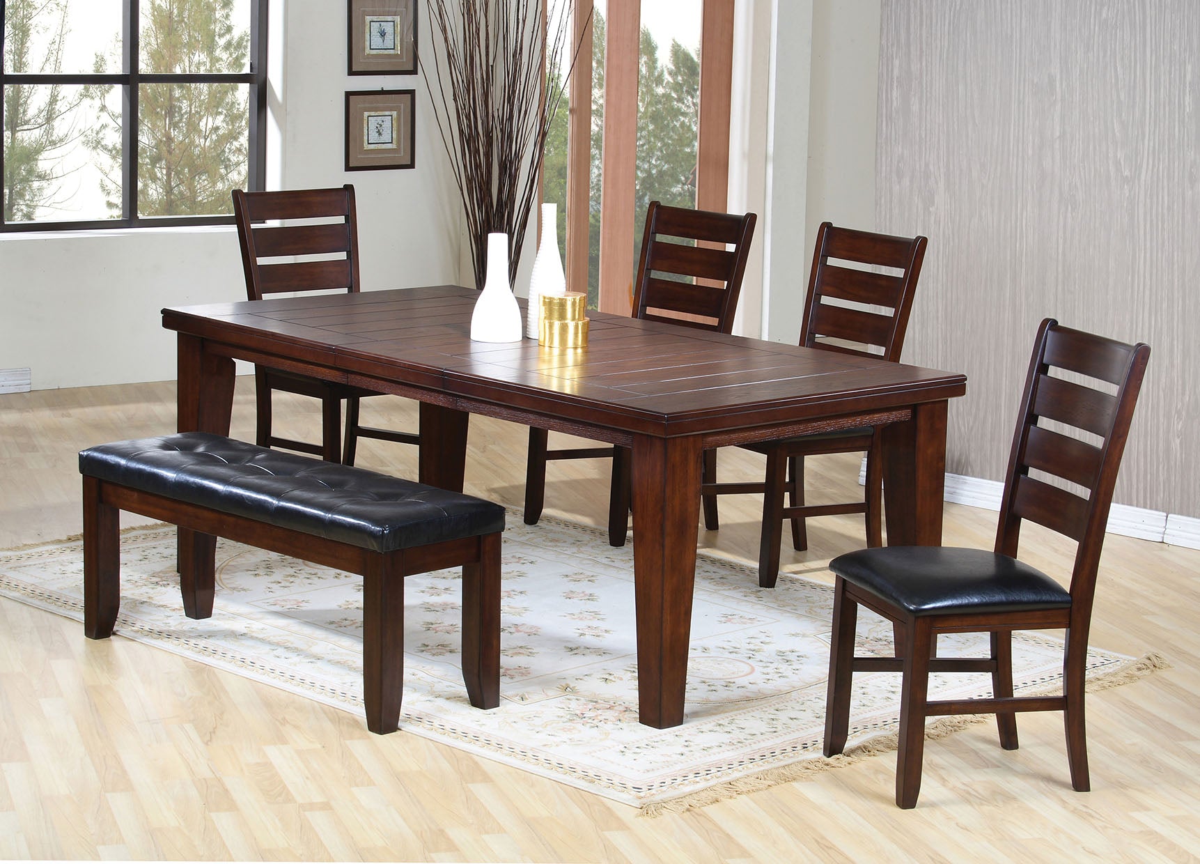 48" Dark Brown Solid Manufactured Wood Dining Table - Loft&Timber
