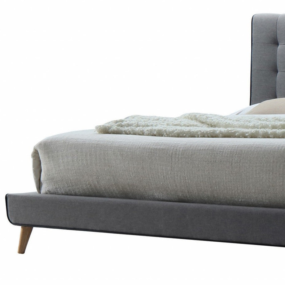 Light Gray Queen Tufted Upholstered Linen Bed Frame-4