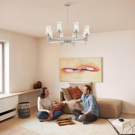 8 Light Brushed Nickel Chandelier - Loft&Timber