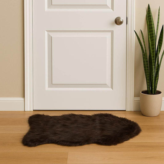 2' X 3' Chocolate Faux Sheepskin Shag Area Rug - Loft&Timber