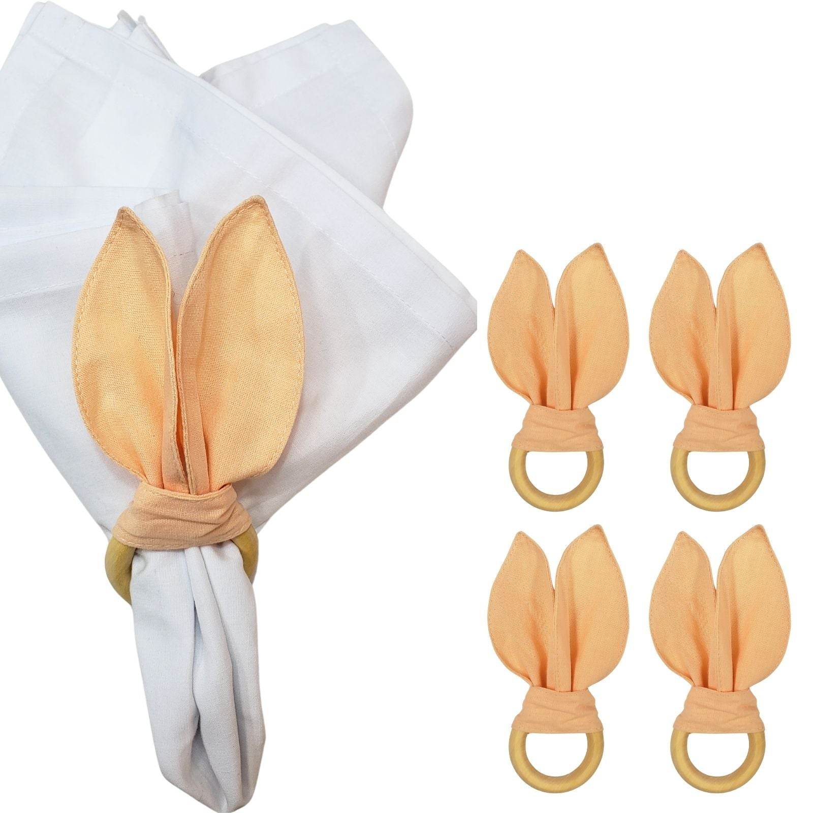 Maison Charlo | Easter Set of 4 Beige Macaroon Bunny Ears Napkin Rings | Dining Table Decor - Loft&Timber
