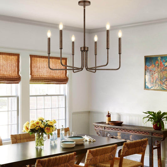 Rustic Chandelier, 6-Light Antique - Loft&Timber