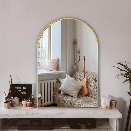 Gold Arched Wall Mirror: Bathroom, Vanity, Living Room - Loft&Timber