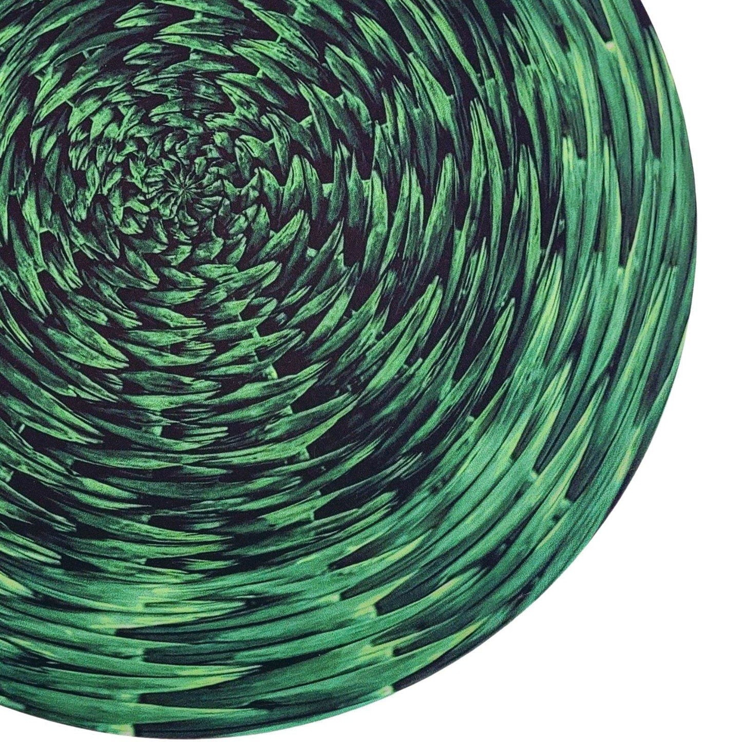 Set of 4 Round Placemats Covers Braided Green 14 Dia inch - Loft&Timber