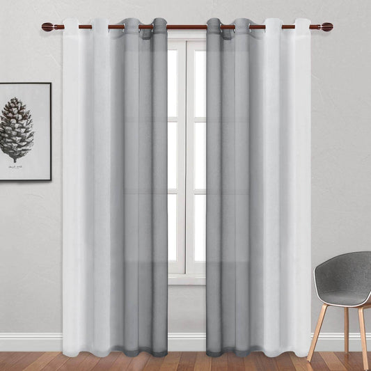 Custom Curtains: Ombre Sheer Curtains, Set of 2 Panels - Loft&Timber