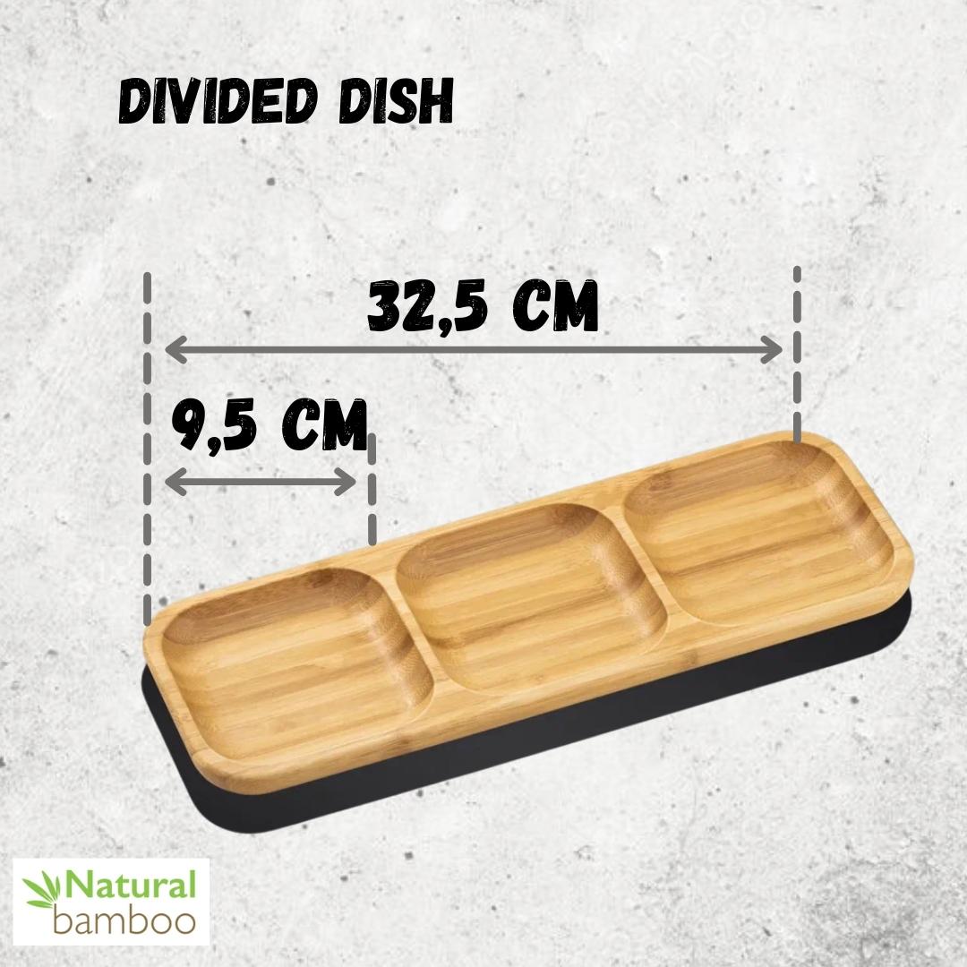 Bamboo Divided Dish 13" inch X 4.5" inch Bento box | 32.5 X 11.5 Cm - Loft&Timber