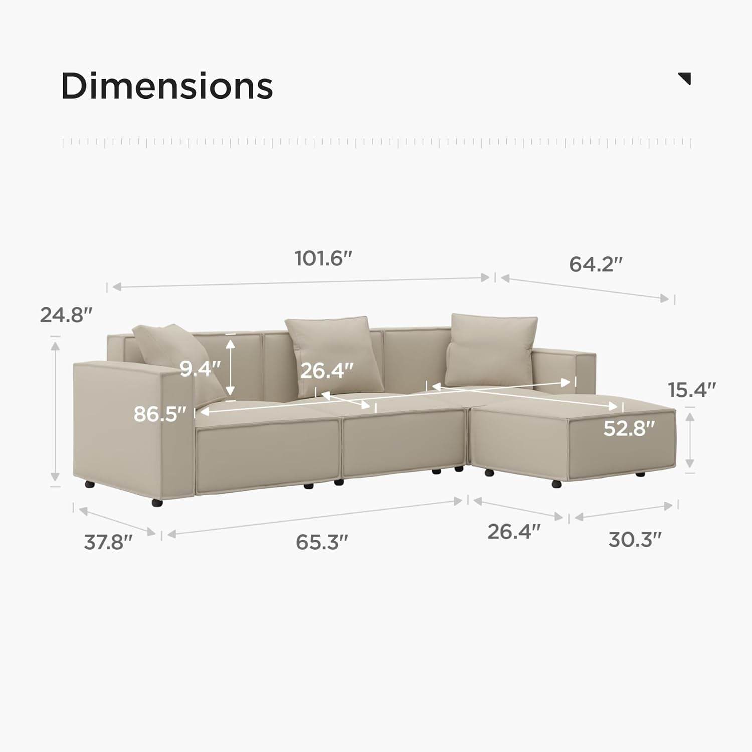 Luxury Modular Sectional Living Room Sofa Set - Loft&Timber
