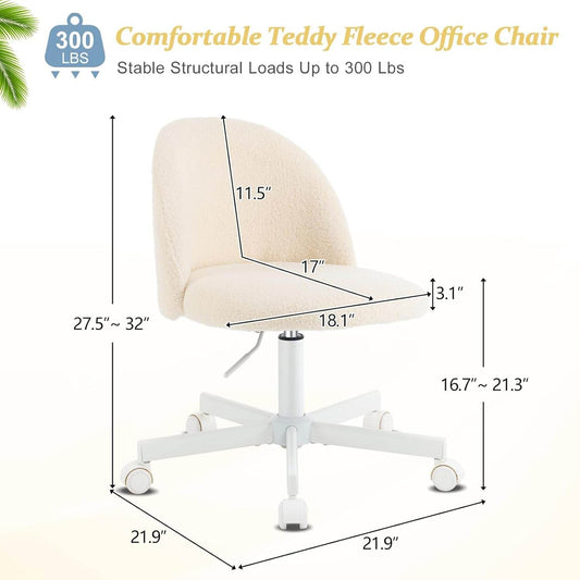 Candy Armless Cute Desk Chair in Creamy Beige - Loft&Timber