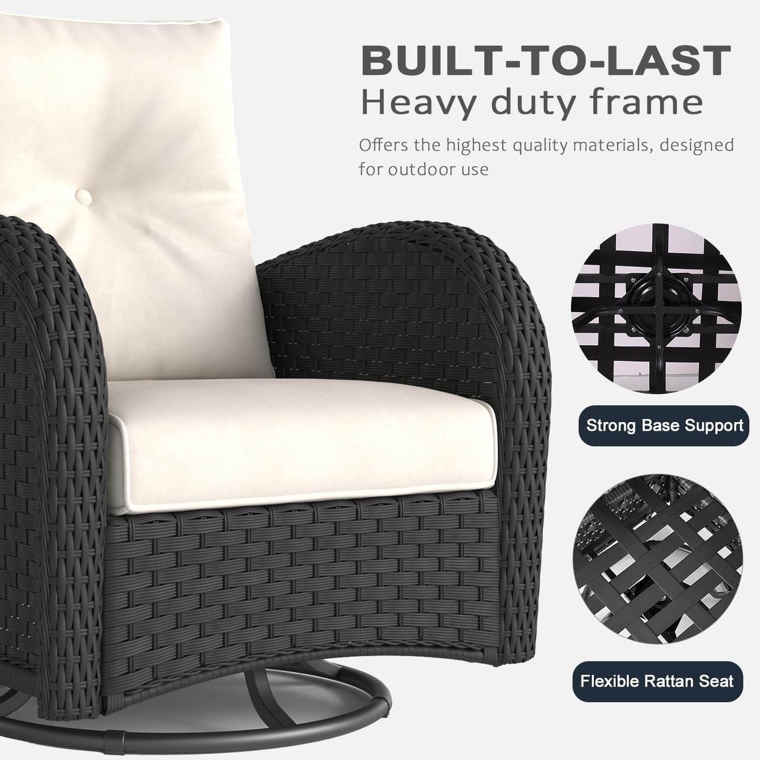6 Pieces Outdoor Patio Furniture Set, Rattan Wicker Sectional Swivel Rocker Chairs Sets - Loft&Timber