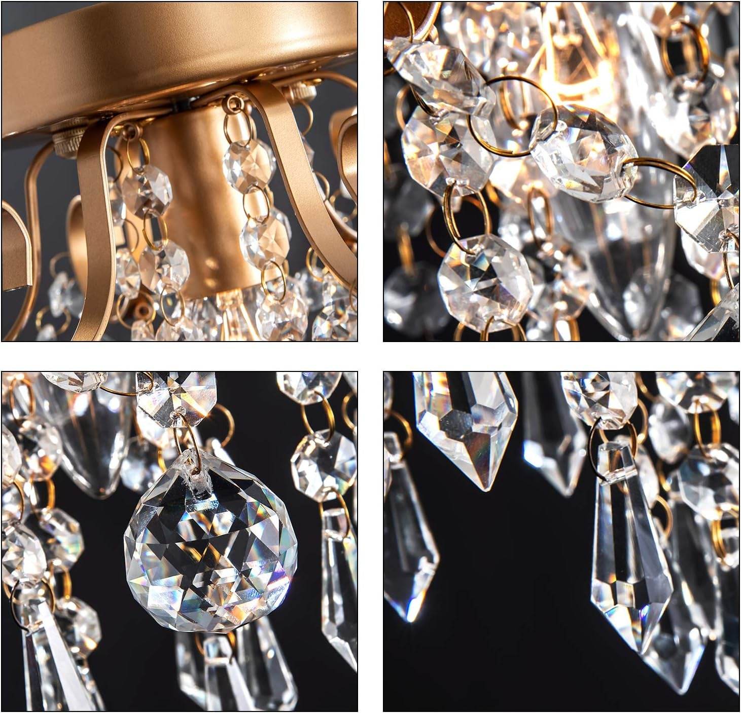 Mini Crystal Chandelier Flush Mount Gold Light - Loft&Timber