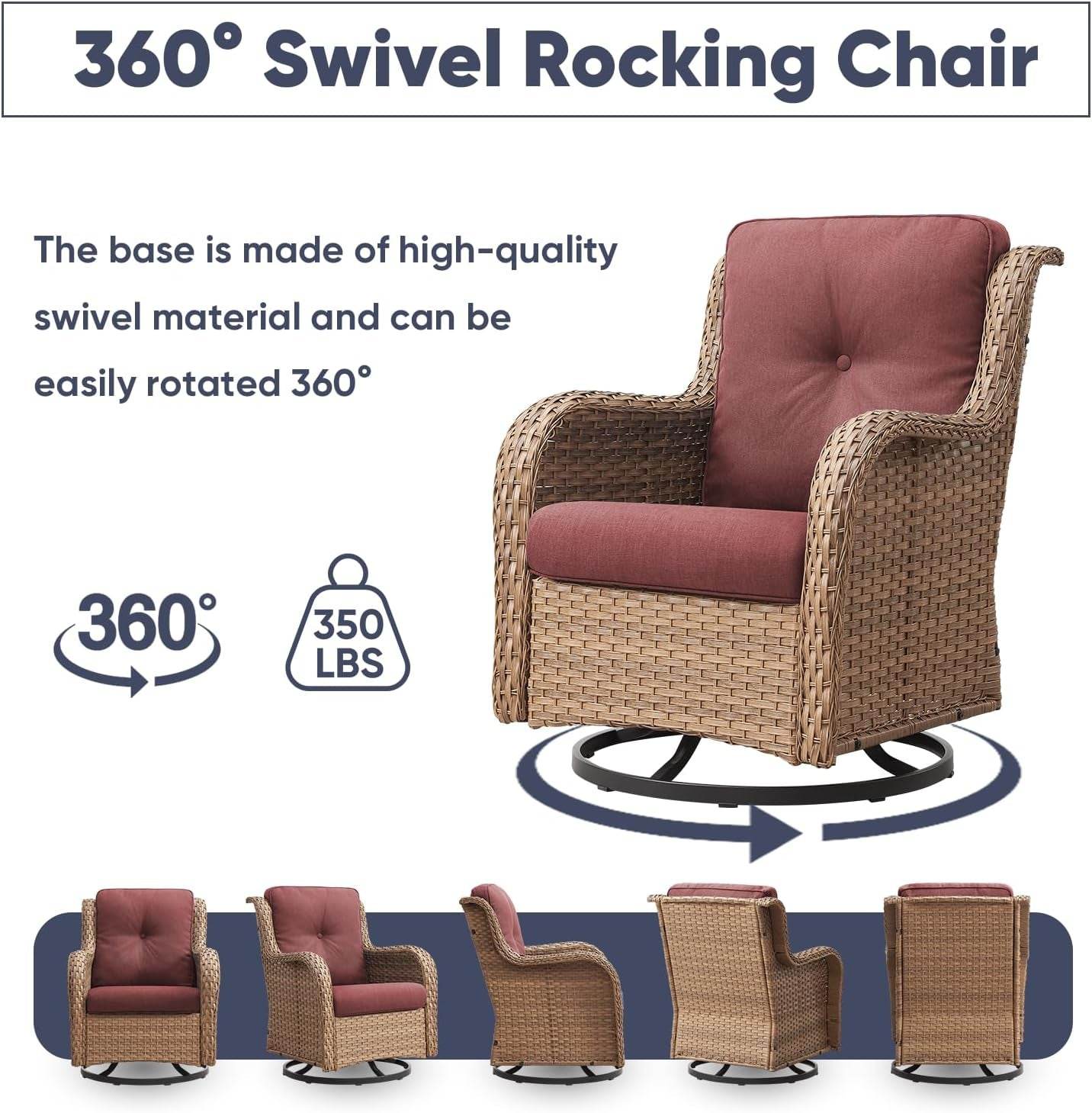 11 Piece Outdoor Furniture Set with Swivel Rocker Chairs - Loft&Timber