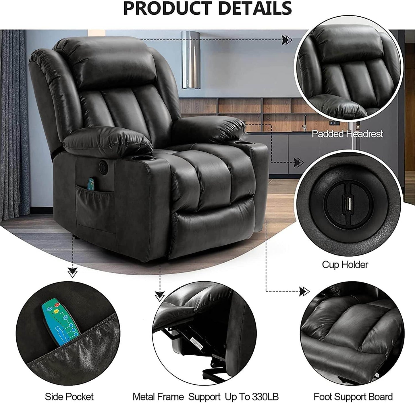 Electric Recliner Chair for Seniors, Grey - Loft&Timber