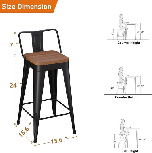 Modern Stackable Metal Bar Stools Set of Four - Loft&Timber