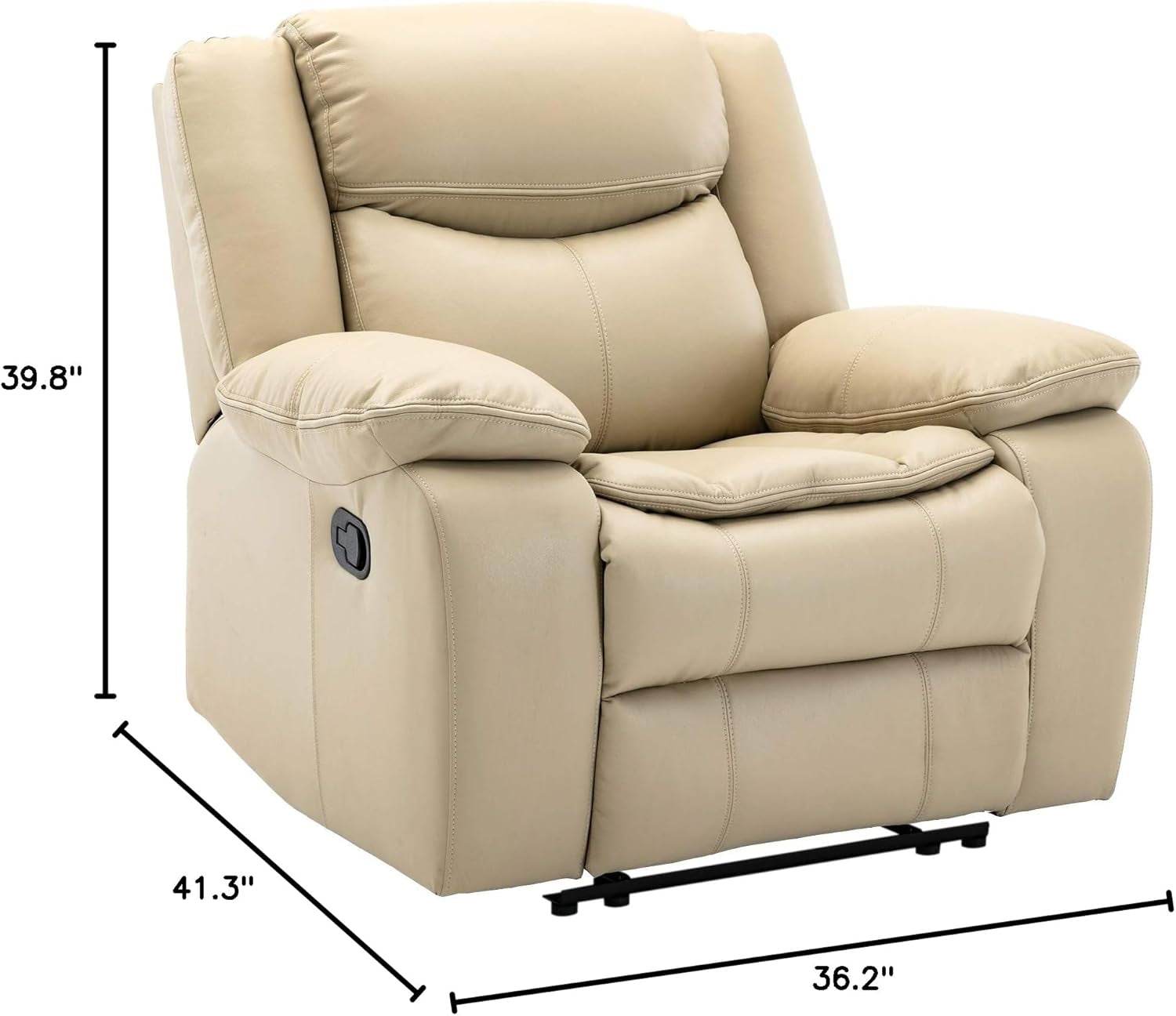 Breathable Leather Manual Recliner for Living Room - Loft&Timber