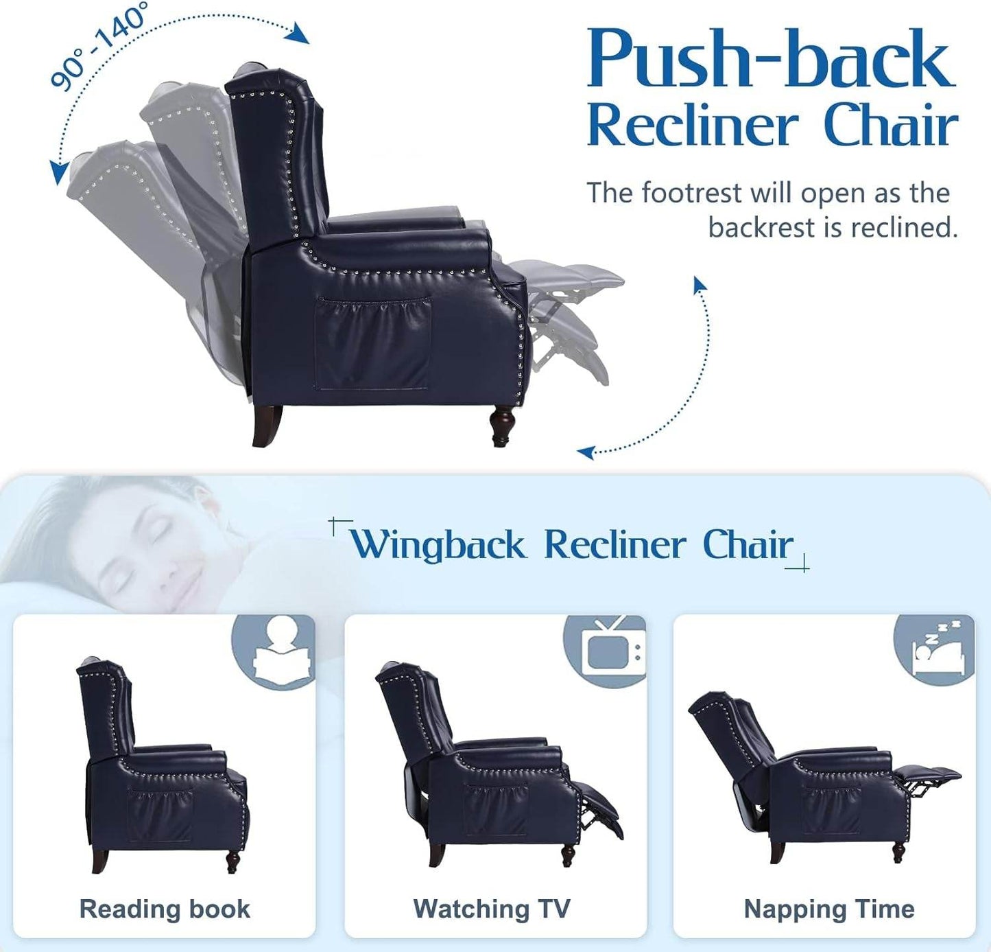 Wingback Recliner Chair with Massage and Heat - Loft&Timber