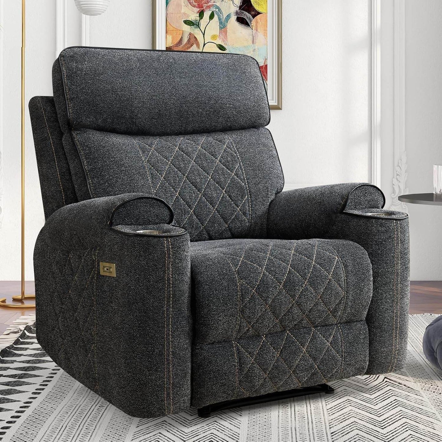 Electric Recliner Chair, Soft Fabric Power Recliner - Loft&Timber