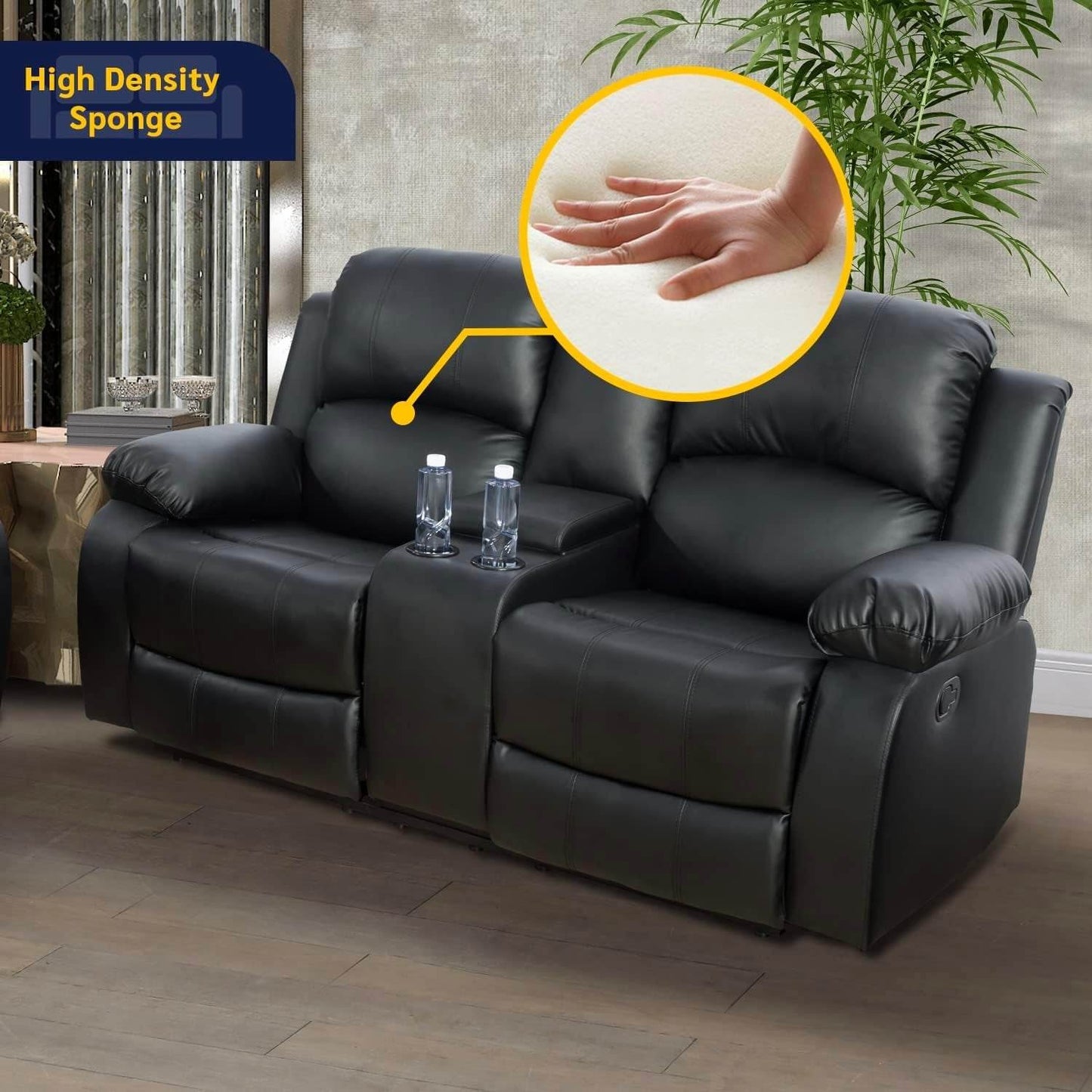 Alpine Living Room Recliner Set Include Love Seat, Sofa, 2-Piece,Black - Loft&Timber