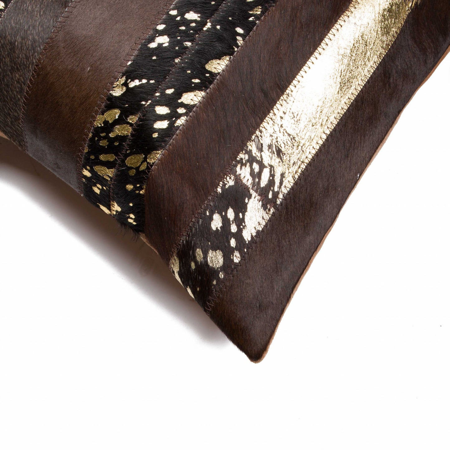 Set of Two 18" Chocolate Cowhide Throw Pillows - Loft&Timber