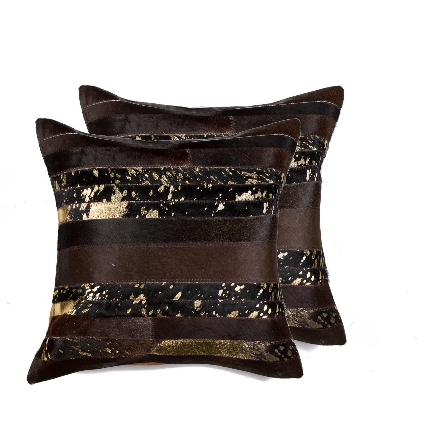 Set of Two 18" Chocolate Cowhide Throw Pillows - Loft&Timber