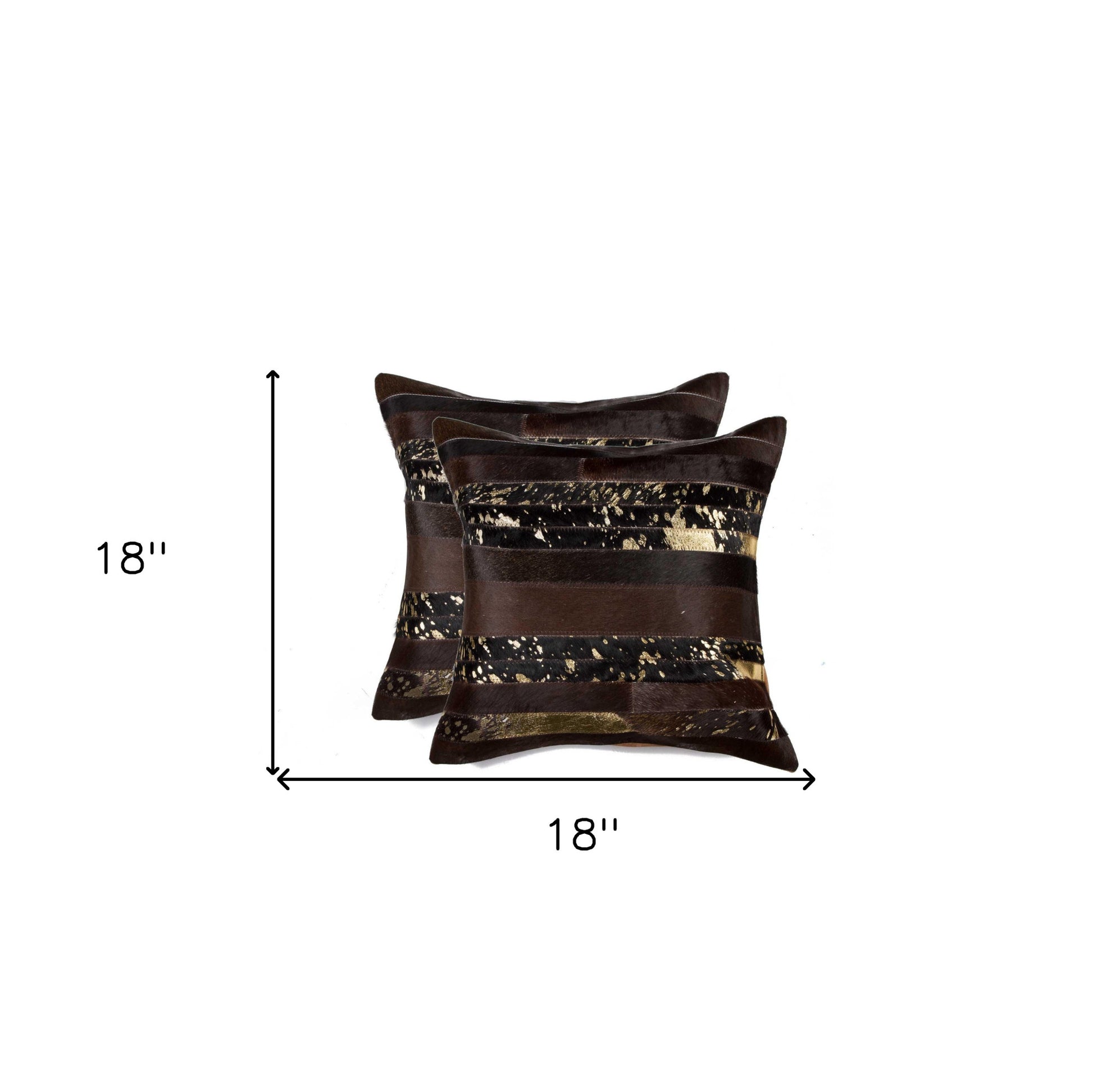 Set of Two 18" Chocolate Cowhide Throw Pillows - Loft&Timber