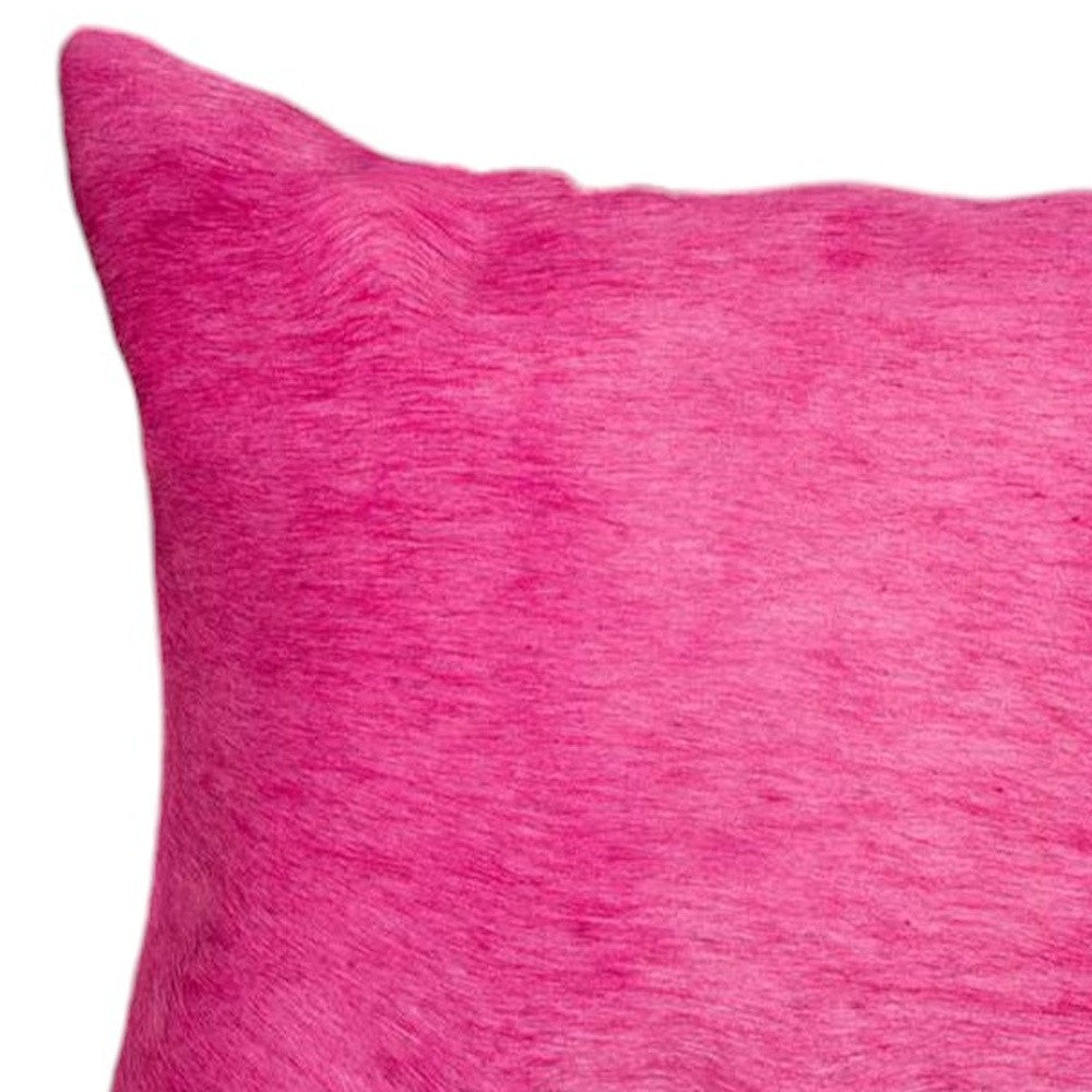 Set of Two 12" X 20" Fuchsia Cowhide Lumbar Throw Pillows - Loft&Timber