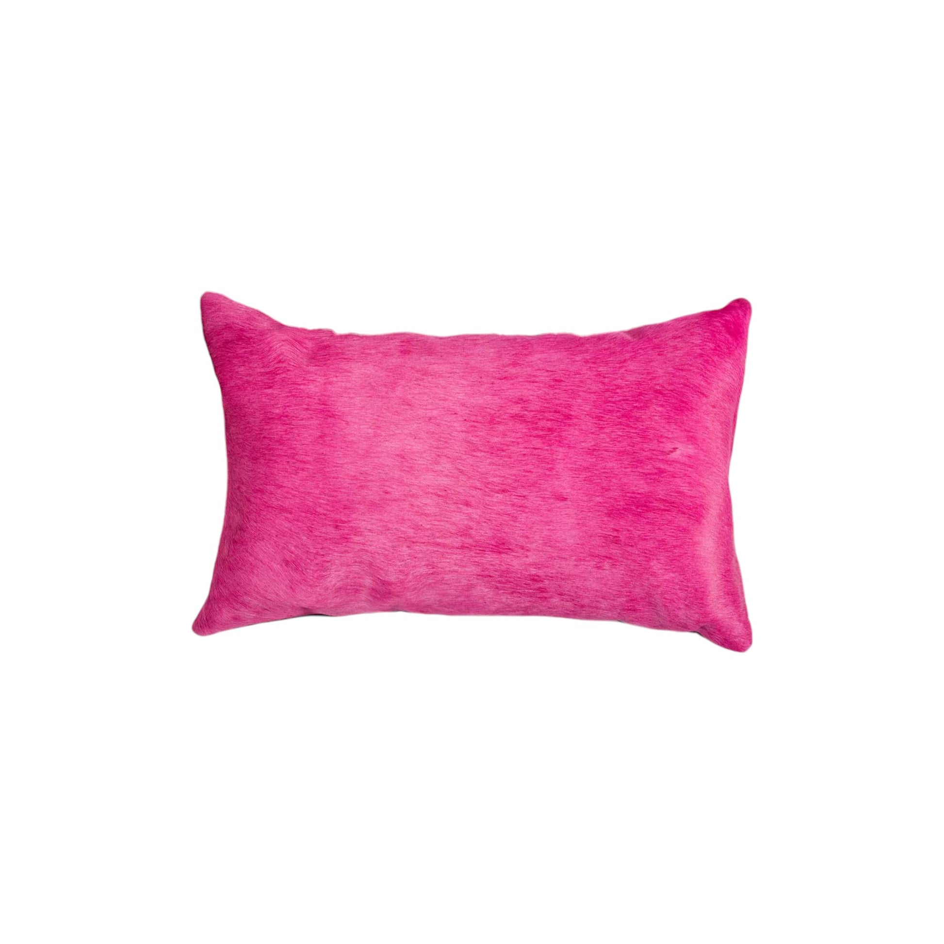 Set of Two 12" X 20" Fuchsia Cowhide Lumbar Throw Pillows - Loft&Timber
